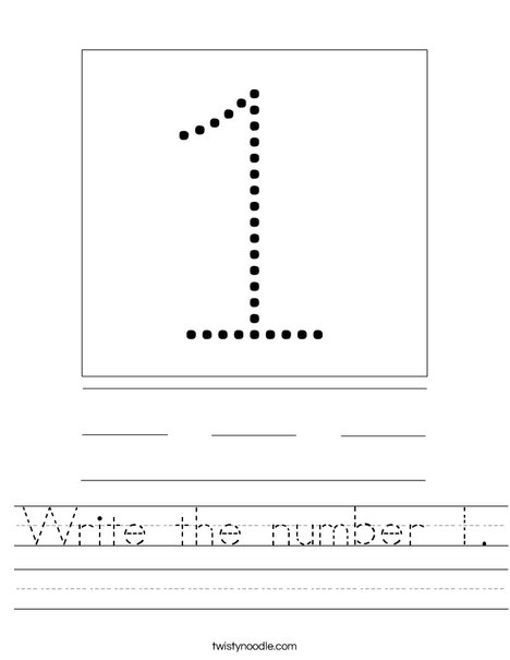 Write the number 1. Worksheet