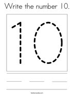 Write the number 10 Coloring Page