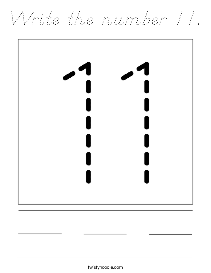 Write the number 11. Coloring Page