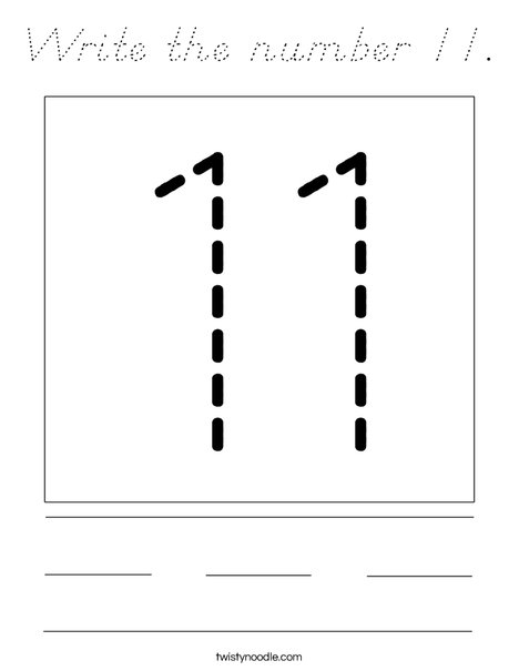 Write the number 11. Coloring Page