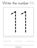 Write the number 11 Coloring Page