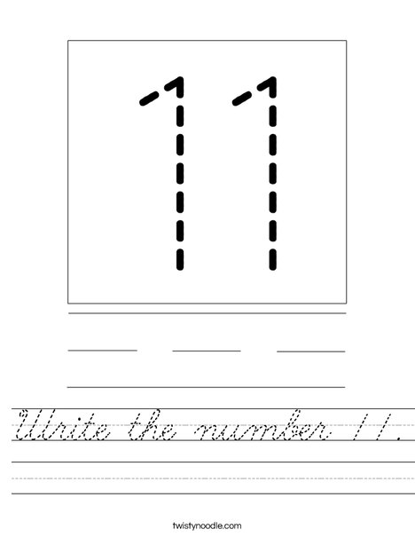 Write the number 11. Worksheet