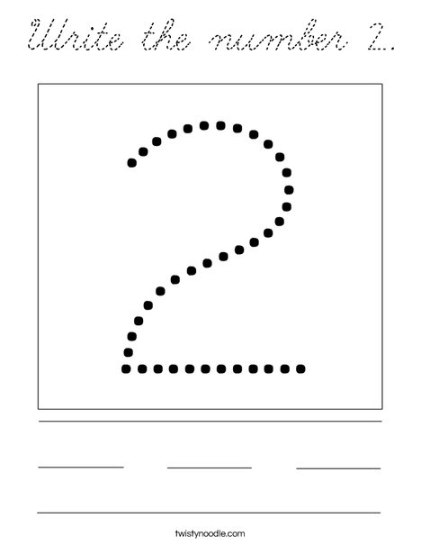 Write the number 2. Coloring Page