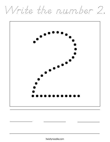 Write the number 2. Coloring Page