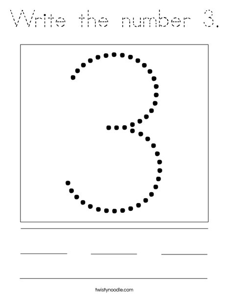 Write the number 3. Coloring Page