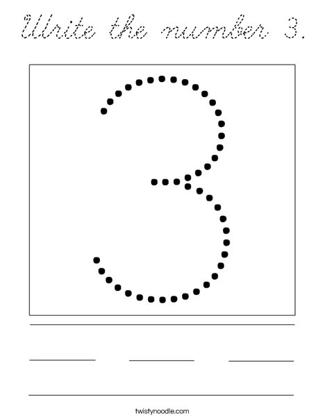 Write the number 3. Coloring Page