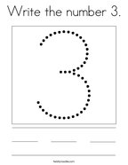 Write the number 3 Coloring Page
