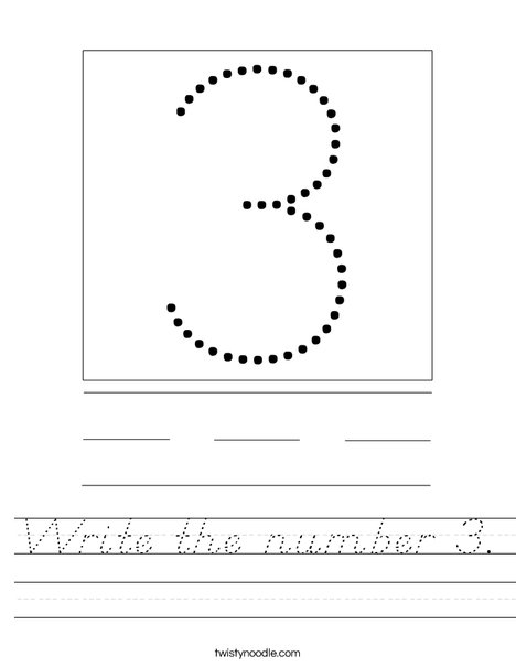 Write the number 3. Worksheet