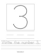 Write the number 3 Handwriting Sheet