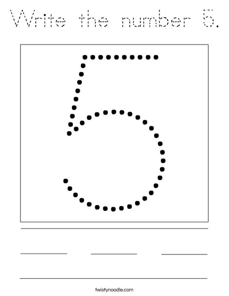 Write the number 5. Coloring Page