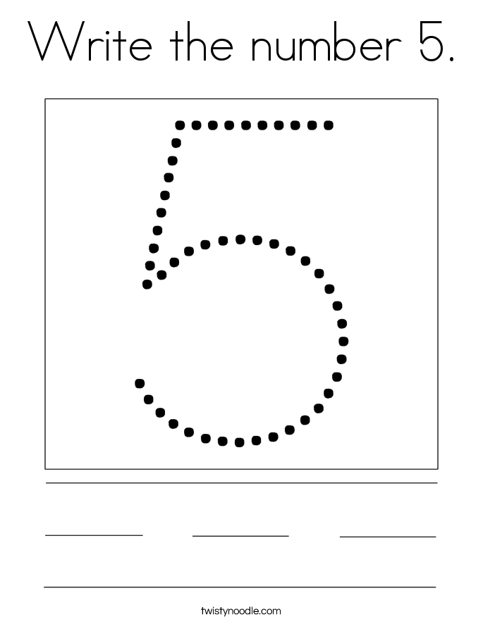 Write the number 5. Coloring Page