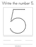 Write the number 5 Coloring Page