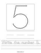 Write the number 5 Handwriting Sheet