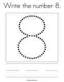 Write the number 8 Coloring Page
