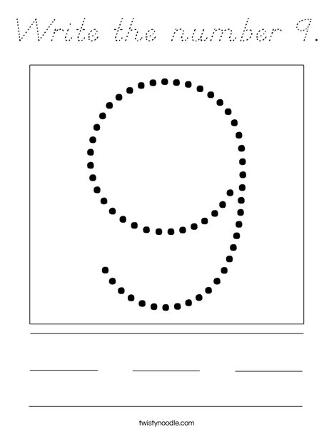Write the number 9. Coloring Page