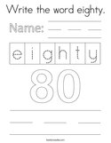 Write the word eighty Coloring Page