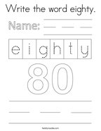 Write the word eighty Coloring Page