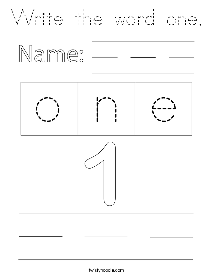 Write the word one. Coloring Page