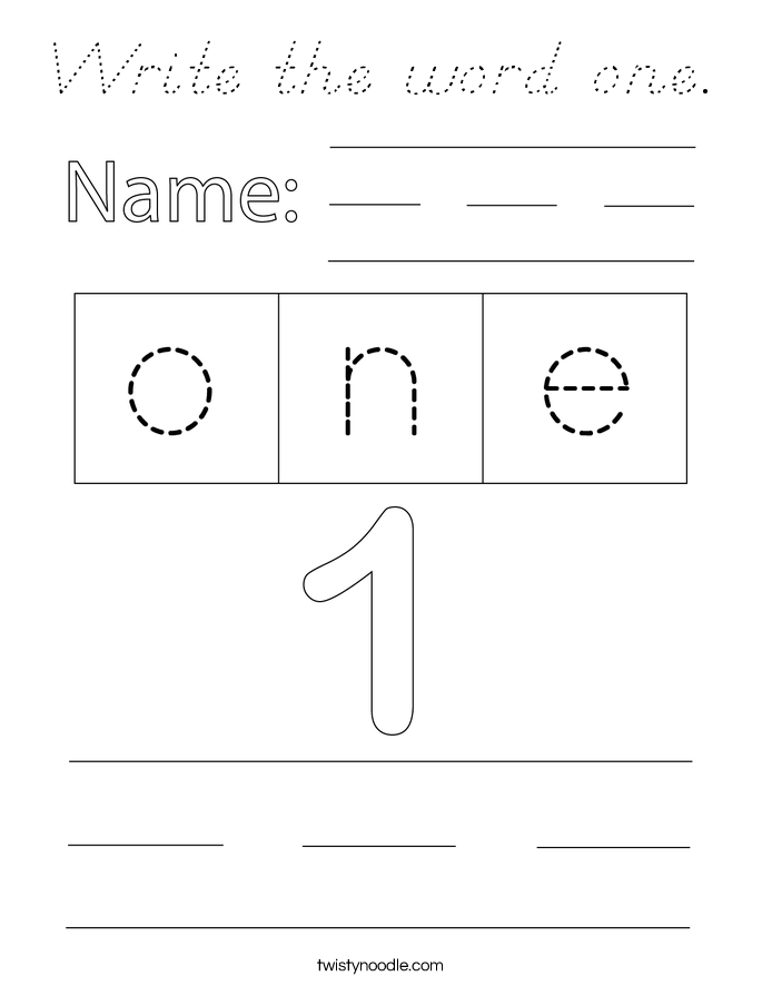 Write the word one. Coloring Page