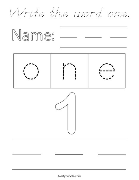Write the number one. Coloring Page