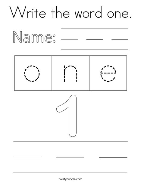 Write the number one. Coloring Page