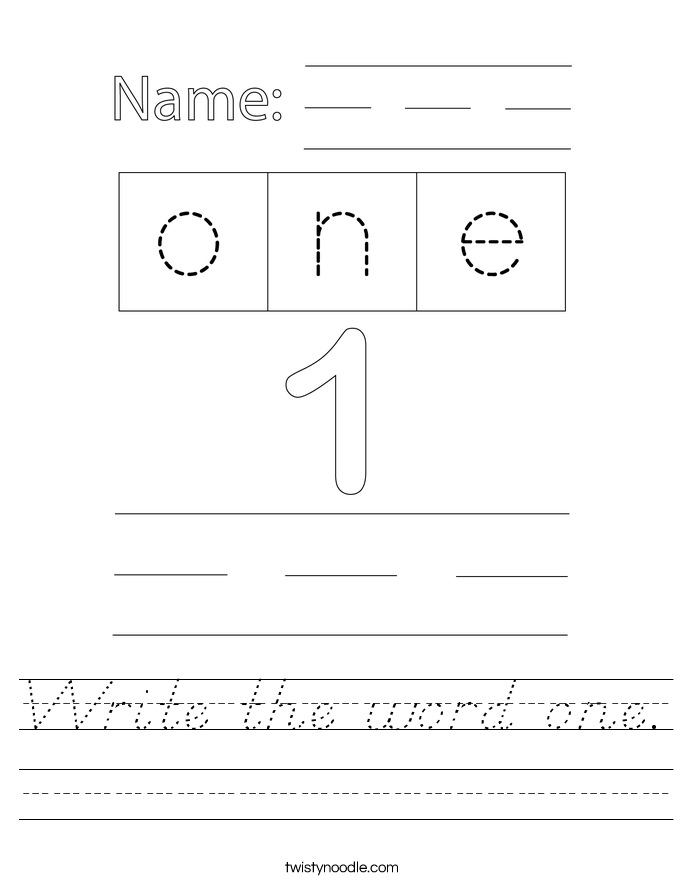 Write the word one. Worksheet