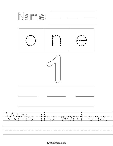 Write the number one. Worksheet