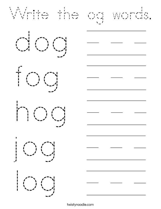 Write the og words. Coloring Page