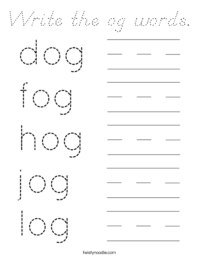 Write the og words. Coloring Page