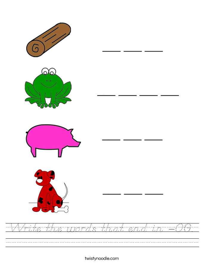 Write the words that end in -OG. Worksheet