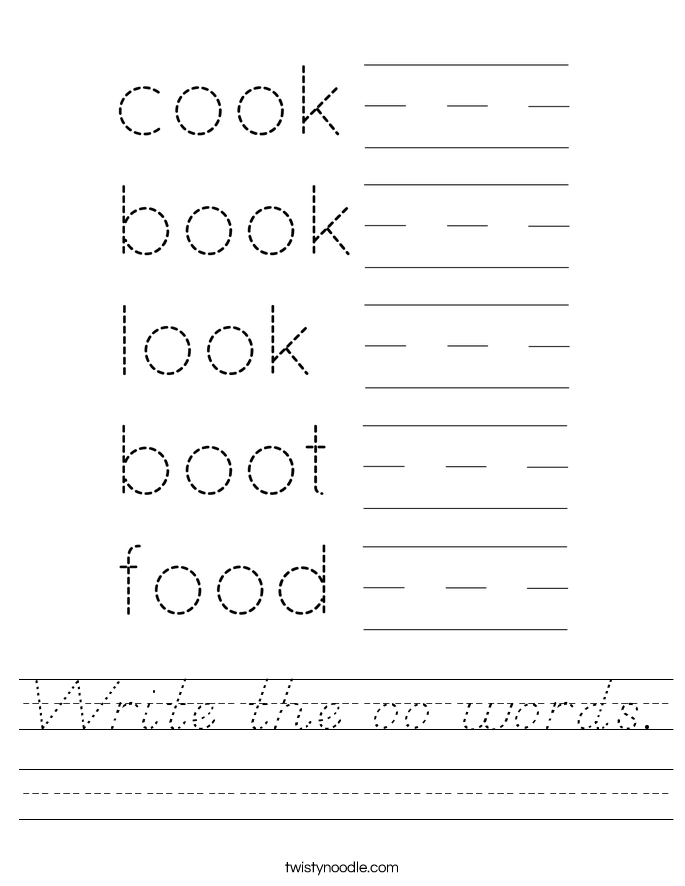Write the oo words. Worksheet