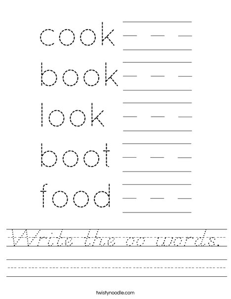 Write the oo words. Worksheet