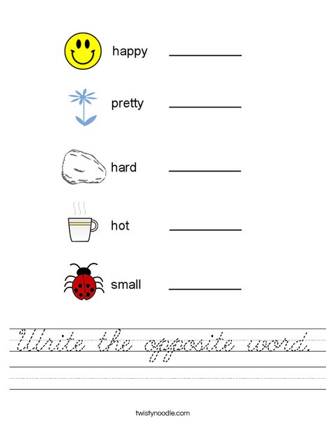 Write the opposite word. Worksheet