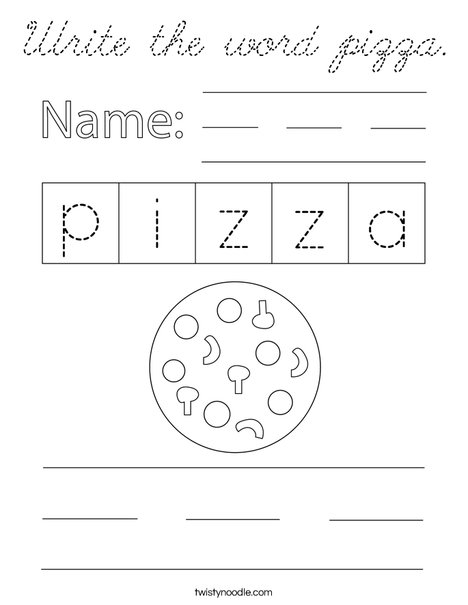 Write the pizza. Coloring Page