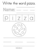 Write the word pizza Coloring Page