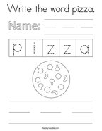 Write the word pizza Coloring Page