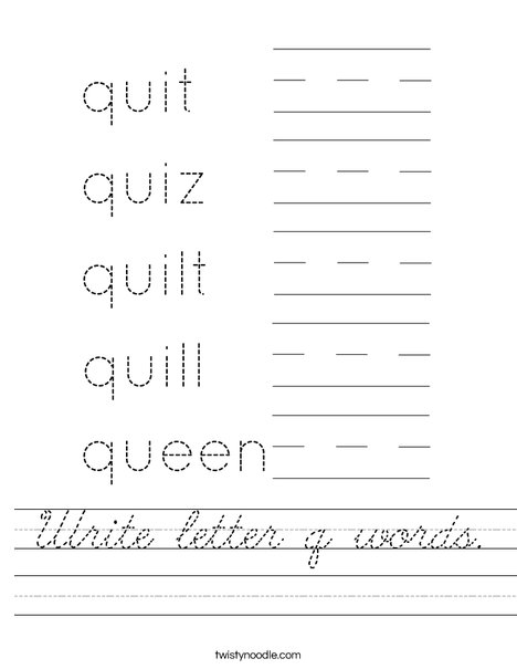 Write the q words. Worksheet