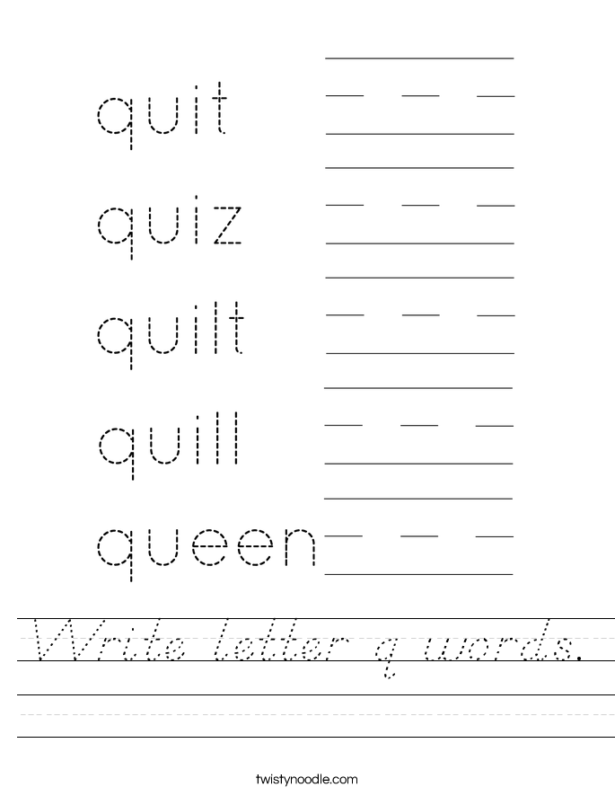 Write letter q words. Worksheet
