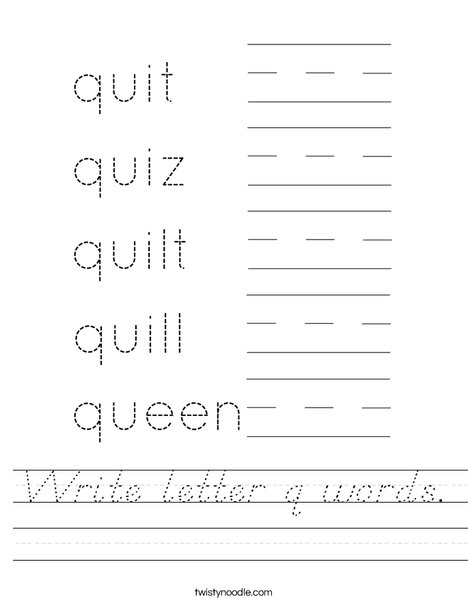 Write the q words. Worksheet