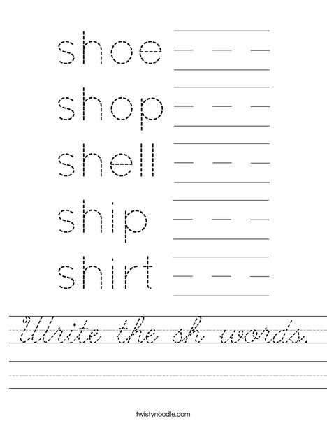 Write the sh words. Worksheet