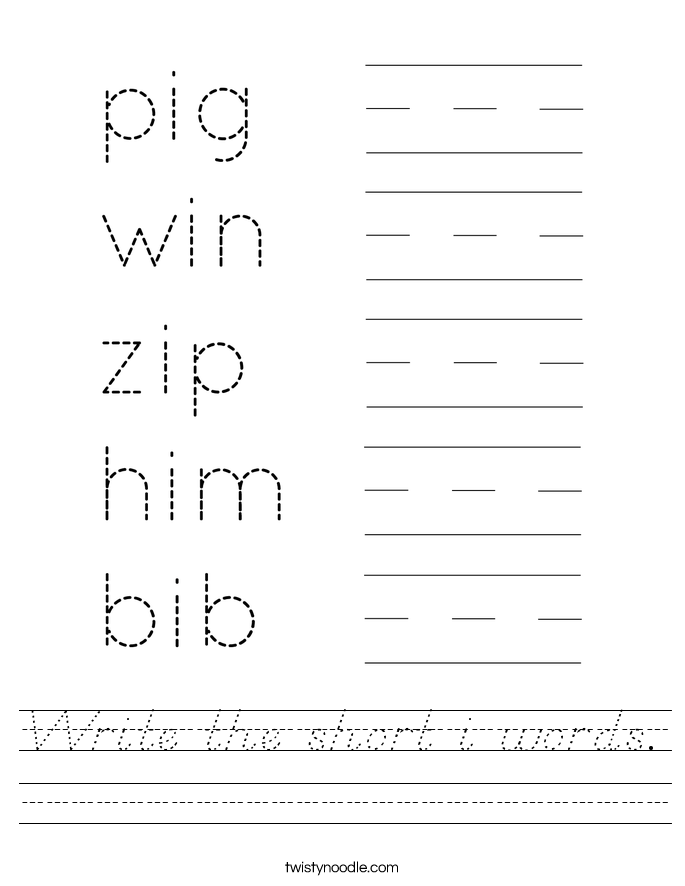 Write the short i words. Worksheet