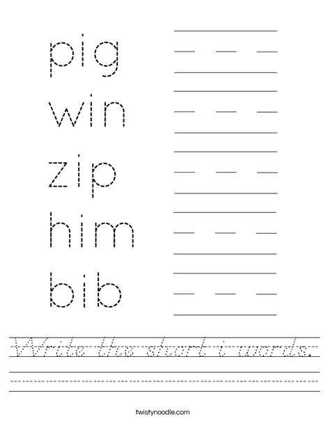 Write the short i words. Worksheet