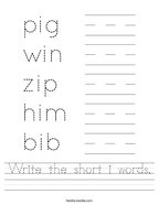 Write the short i words Handwriting Sheet