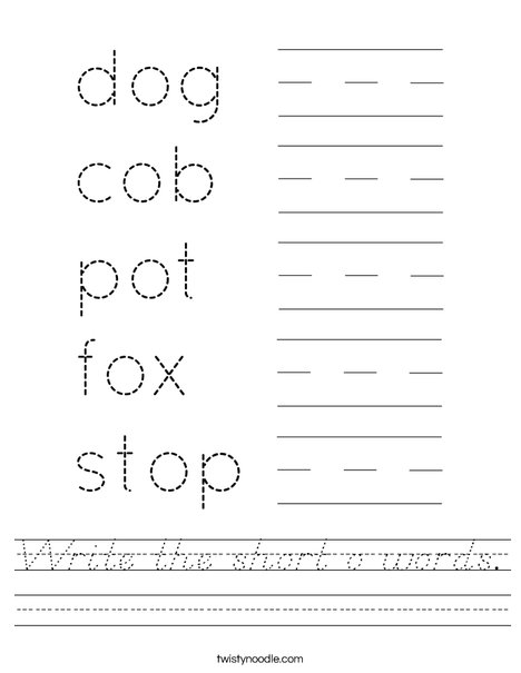 Write the short o words. Worksheet