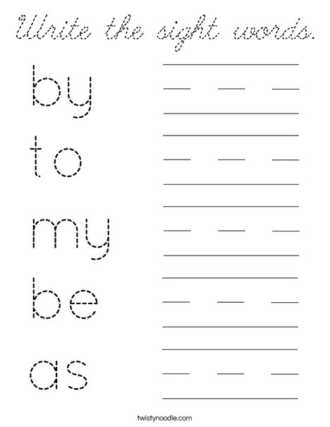 Write the sight words (p3) Coloring Page