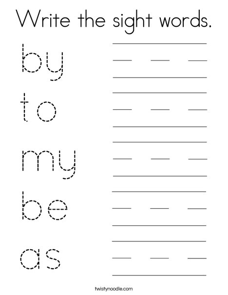 Write the sight words (p3) Coloring Page