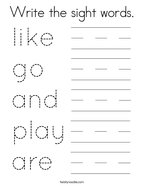 Write the sight words Coloring Page