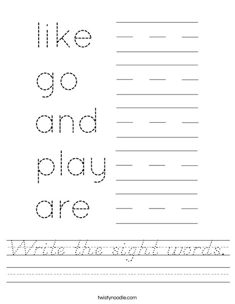 Write the sight words (page 2). Worksheet
