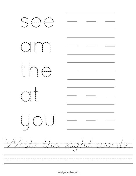 Write the sight words. Worksheet