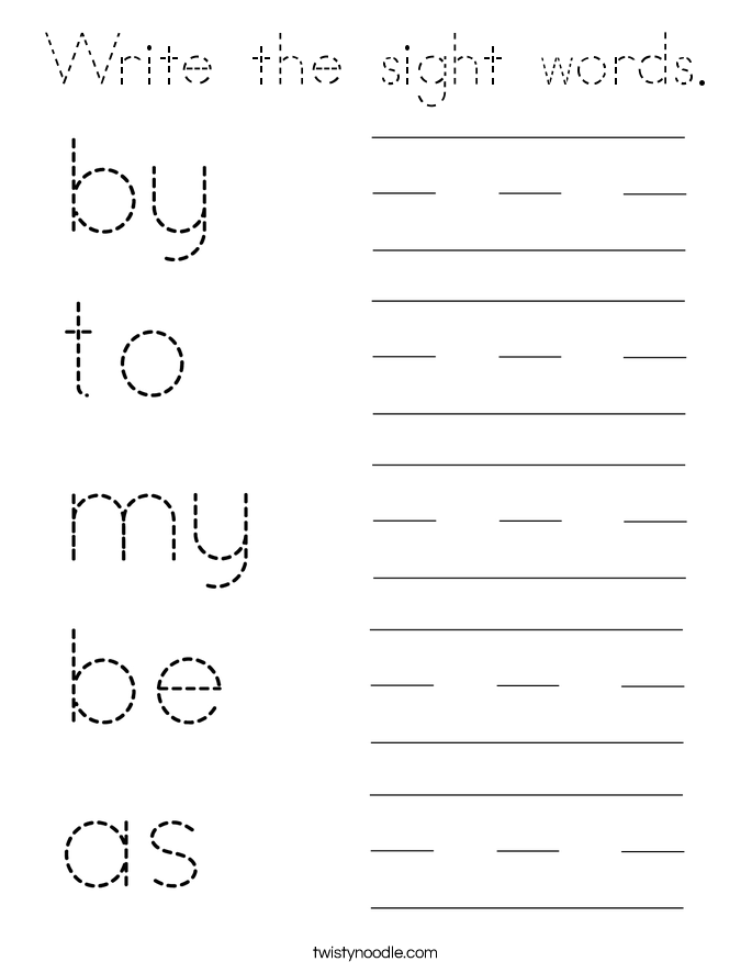 Write the sight words. Coloring Page